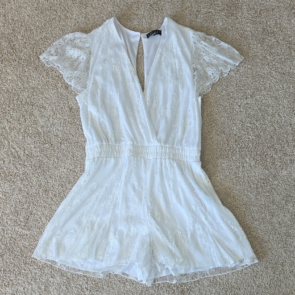 Bright White Lace Romper
